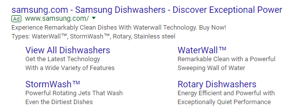 Product Description snippet, example on Samsung