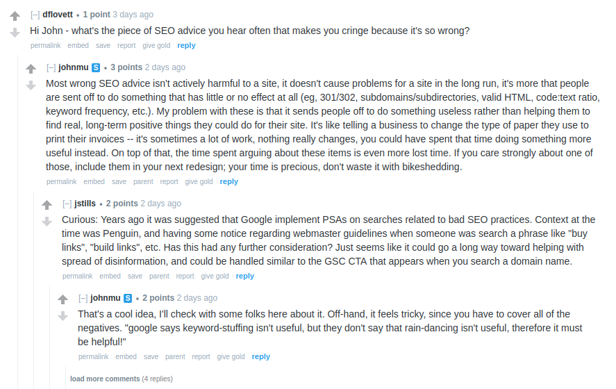 Google about SEO advice