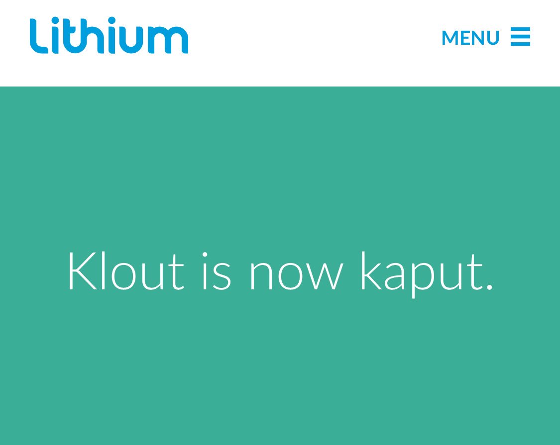 Klout is kaput