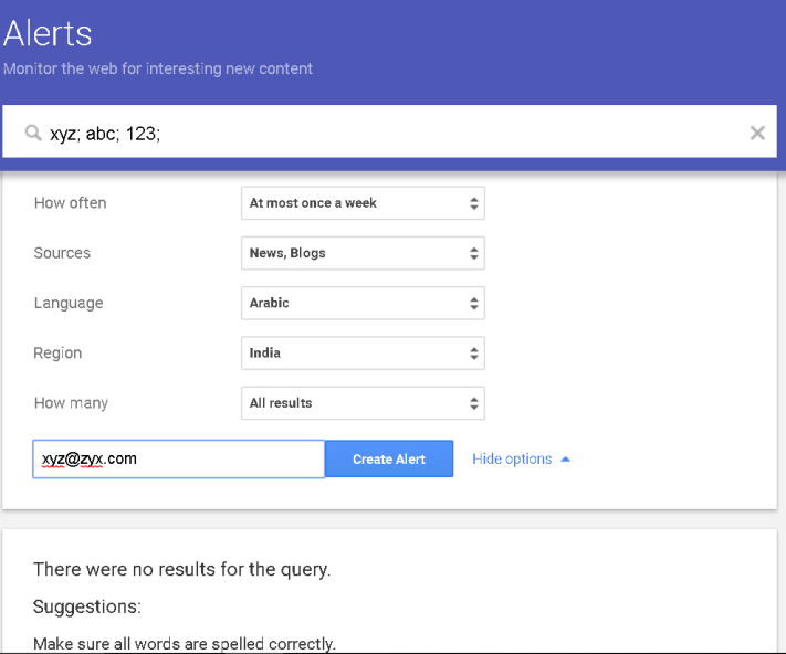 google alerts - email